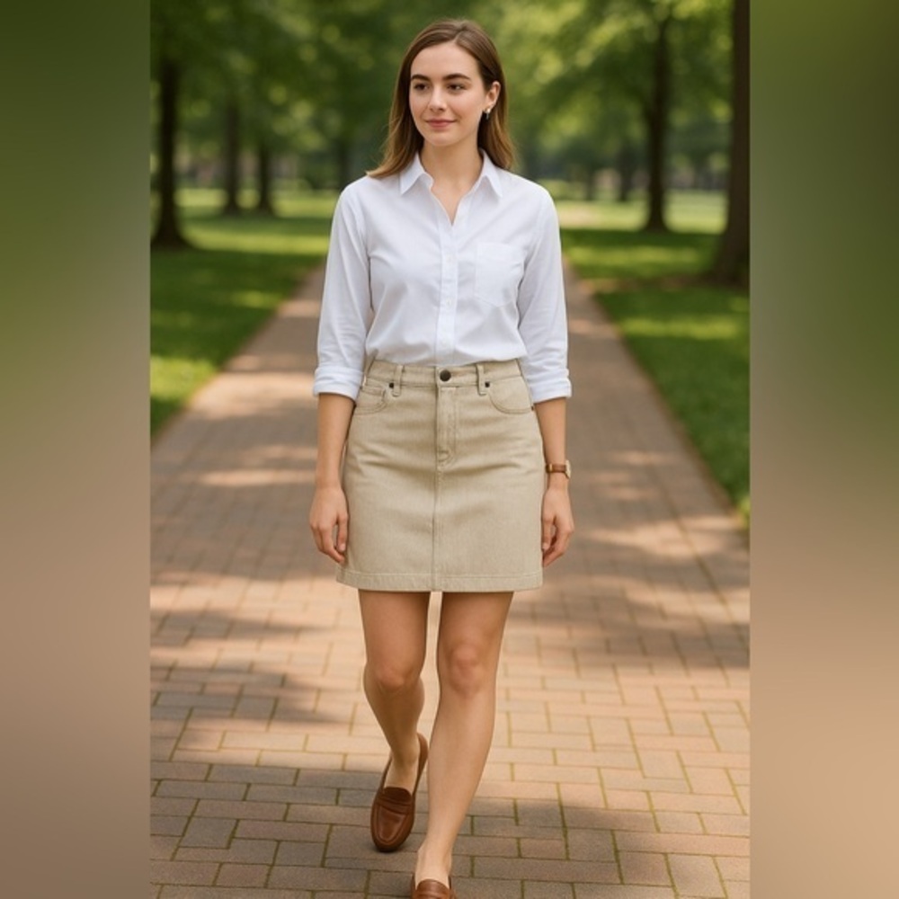 Vintage Jones Wear Sports Khaki Denim Style Skirt Preppy EUC 10 #753